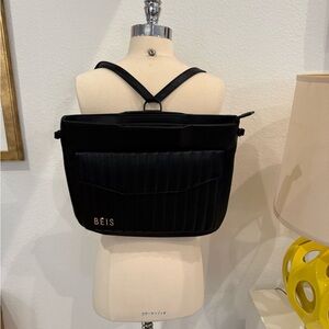 BEIS Black Quilted Crossbody Bag